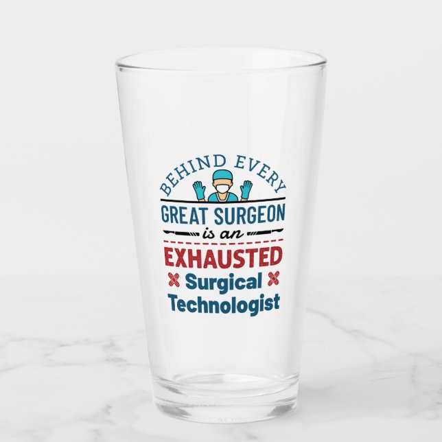 Erschöpfter Chirurgischer Techniker Funny Scrub Te Glas (Vorderseite)