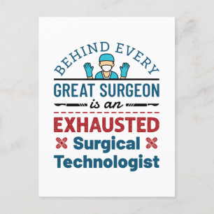 Erschöpfter Chirurgischer Techniker Funny Scrub Te Postkarte