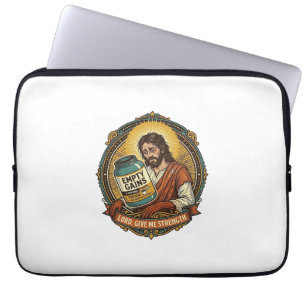 Erschöpfter Jesus Leere Proteinpulver-Dose Gym-Hum Laptopschutzhülle