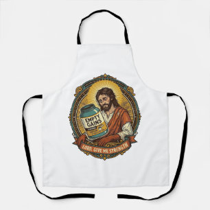 Erschöpfter Jesus Leere Proteinpulver-Dose Gym-Hum Schürze