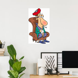Erschöpfter Kranker Mann auf einem Stuhl sitzend Poster