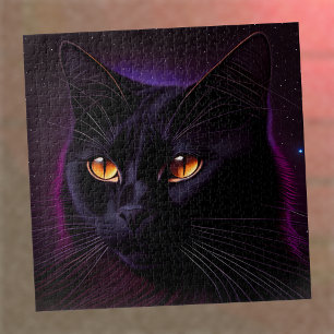 Erschreckende schwarze Katze Puzzle
