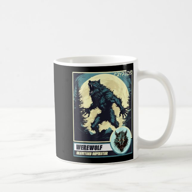Erschreckender Werwolf heult den Mond an Kaffeetasse (Rechts)
