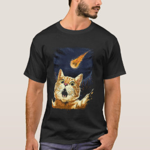 Erschreckte Katze Selfie Katze Meteoriten Asteroid T-Shirt