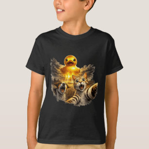 Erschreckte Katze und Hund riesiges Gummienten-UFO T-Shirt