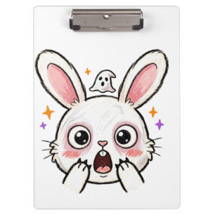 Erschreckter Halloween-Hase mit Geistergesicht Klemmbrett