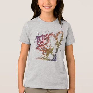 Erschrecktes Katze Design T-Shirt Tee Kinder Casua