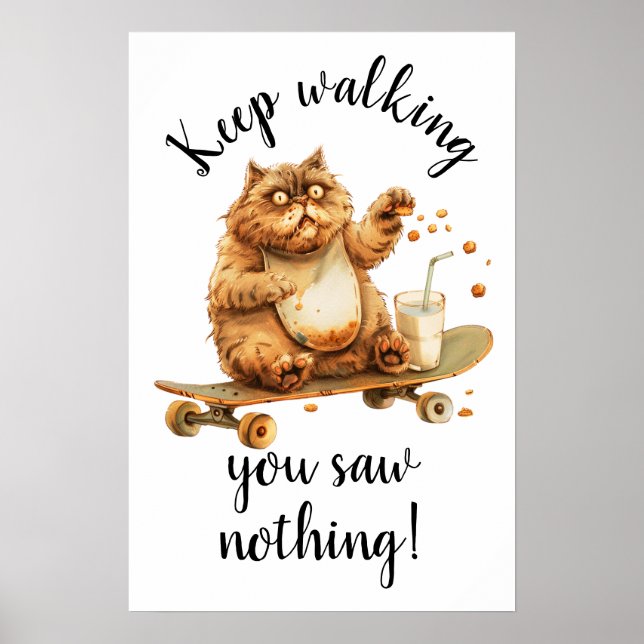 Erschrockene braune Katze Poster (Vorne)