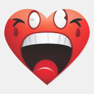 Erschrockenens rotes Herz mit Cartoon-Gesicht Herz-Aufkleber