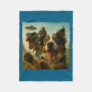 Erschrockener Australischer Schäferhund T-Rex Bigf Fleecedecke