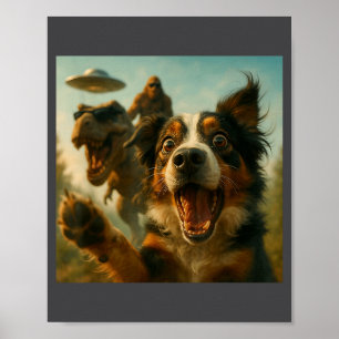 Erschrockener Australischer Schäferhund T-Rex Bigf Poster