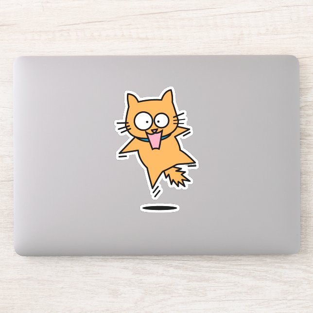 Erschrockener orange Sprung Katze Tabby Aufkleber (Computer)