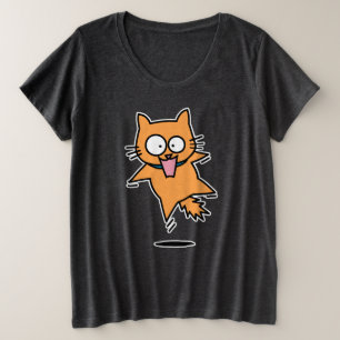 Erschrockener orange Sprung Katze Tabby Große Größe T-Shirt