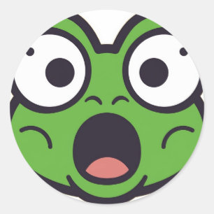 Erschrockenes Frosch Lustiges Emoji-Sticker Runder Aufkleber