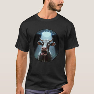 Erschrockenes Rind läuft vor UFO-Alien-Rindermutil T-Shirt
