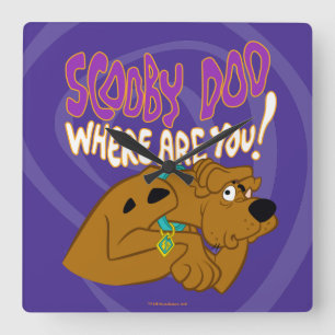 Erschrockenes Scooby-Doo Quadratische Wanduhr