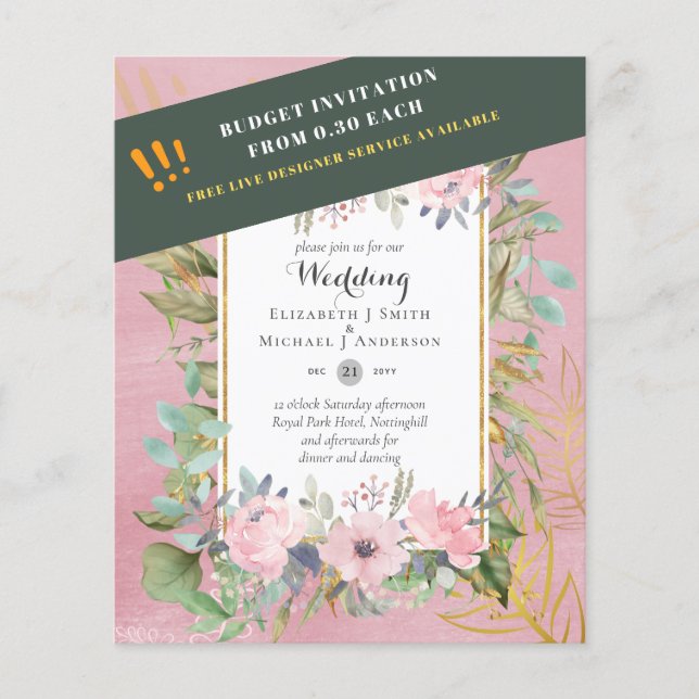 Erschwingliche Budget Rosa Blütenrosa Blumenzehen Flyer (Vorne)