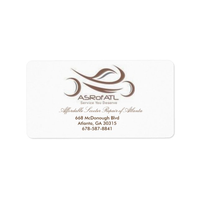 Erschwingliche Rollerreparatur von Atlanta Adressaufkleber (Vorne)