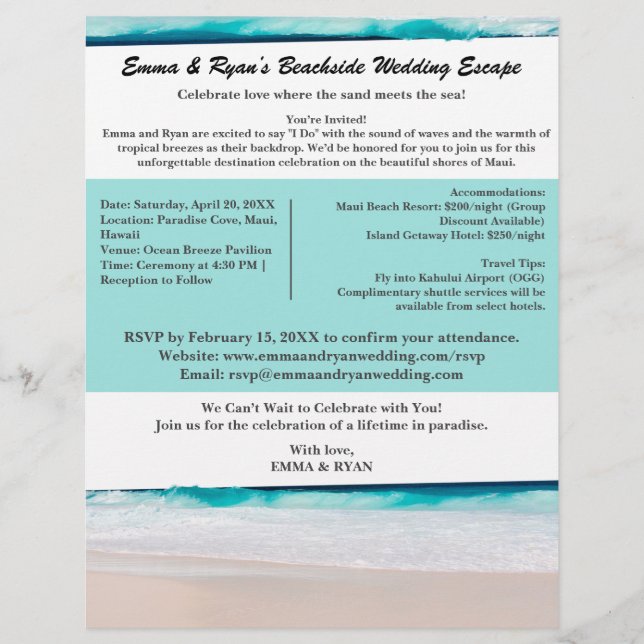 Erschwinglicher Beach Hochzeit in Urlaubsort Flyer (Vorne)