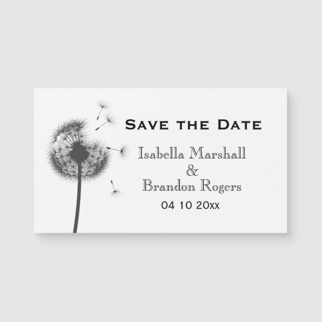 Erschwinglicher Löwenzahn Save the Date Magnet (Vorderseite)