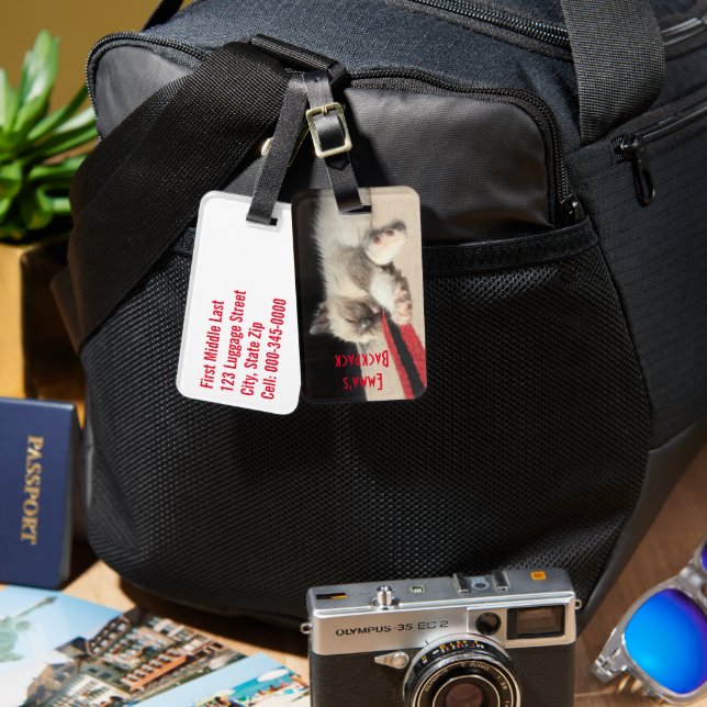 Ersetzbares Foto Niedlich Schlafkätzchen Custom Gepäckanhänger (Vorderseite & Rückseite)