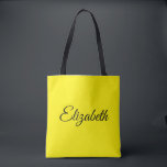 Ersetzen Sie Ihren eigenen Namen Elegantes Script<br><div class="desc">Ersetzen Sie den Text Ihres Skriptnamens hier Elegante moderne minimalistische Design Vorlage hellgelbe Shopping Shoulder Tote Bag.</div>