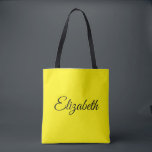 Ersetzen Sie Ihren eigenen Namen Elegantes Script<br><div class="desc">Ersetzen Sie den Text Ihres Skriptnamens hier Elegante moderne minimalistische Design Vorlage hellgelbe Shopping Shoulder Tote Bag.</div>