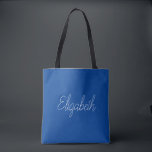 Ersetzen Sie Ihren Namen oder Textvorlage in Blau<br><div class="desc">Ersetzen Sie Ihren Skriptnamen Text hier Elegant Modern Minimalistisch Design Typografie Template Deep Blue Shopping Shoulder Tote Bag.</div>