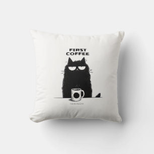 Erst Kaffee, dann Miauen – Lustiger Katzen Kaffee Kissen