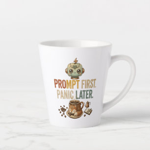 Erst Prompt, dann Panik Lustiger Ai Roboter Milchtasse