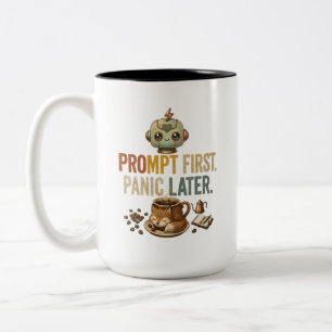 Erst Prompt, später Panik Lustiger Ai Roboter Zweifarbige Tasse