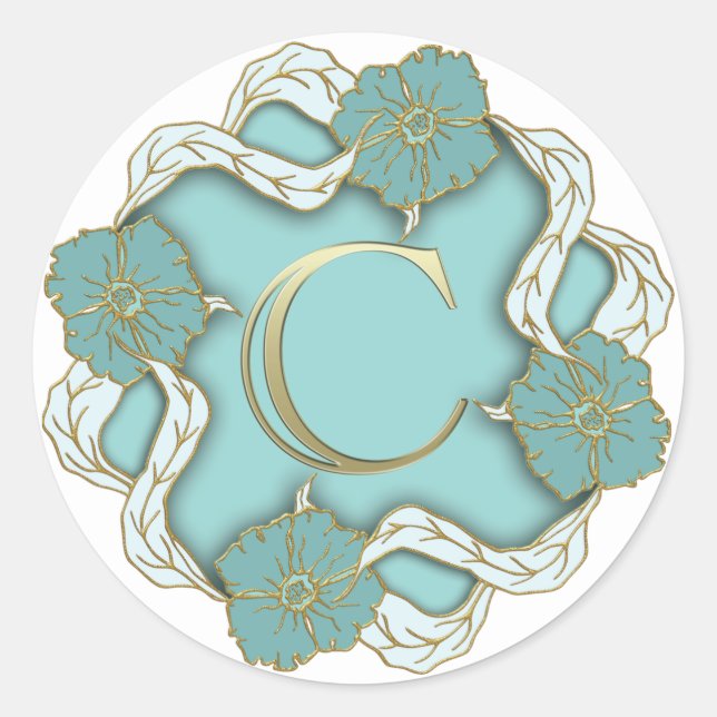 Erstaufkleber für Monogramm Runder Aufkleber (Vorderseite)