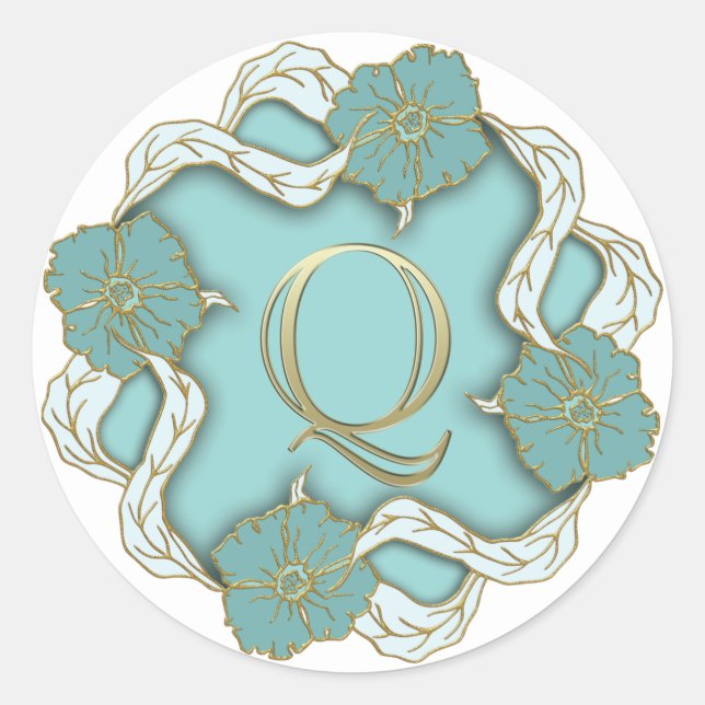 Erstaufkleber für Monogramm Runder Aufkleber (Vorderseite)