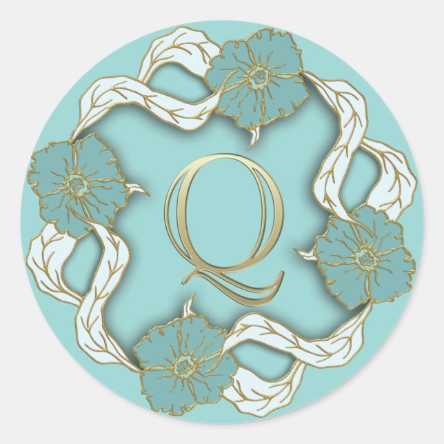 Erstaufkleber für Monogramm Runder Aufkleber (Vorderseite)