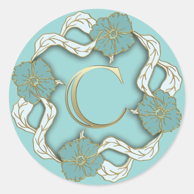 Erstaufkleber für Monogramm Runder Aufkleber (Vorderseite)