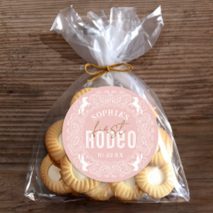 Erstaufkleber Rodeo 1. Geburtstag - Rosa Western P Runder Aufkleber