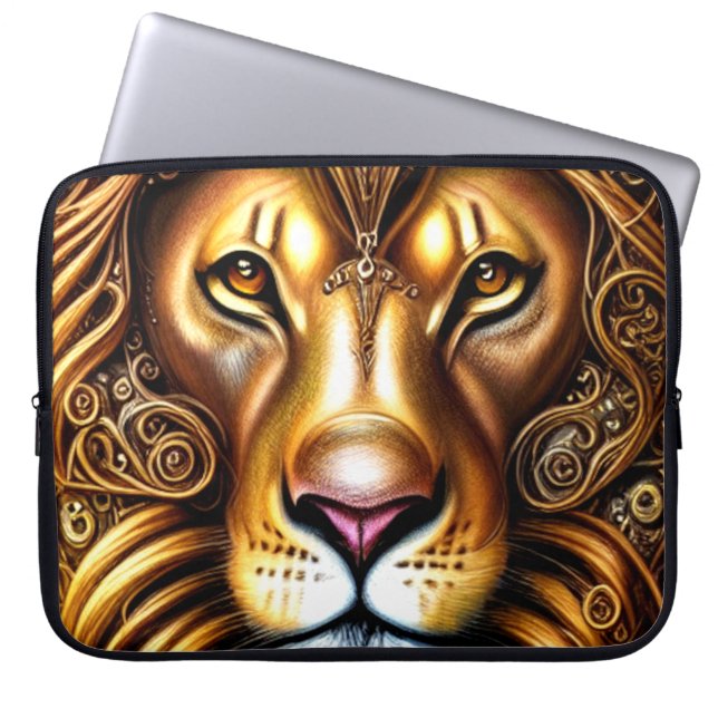 Erstaunlich schöne Goldene Löwe Laptopschutzhülle (Vorderseite)
