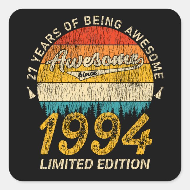 Erstaunlich seit 1994 Limited Edition Geburtstagsg Quadratischer Aufkleber (Vorderseite)