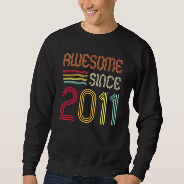 Erstaunlich seit 2011 11. Geburtstag Retro Sweatshirt (Vorderseite)