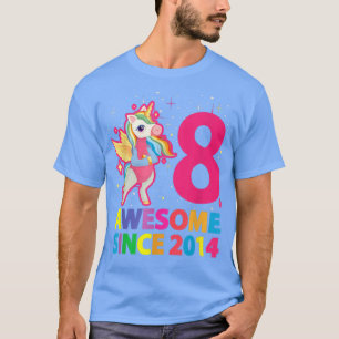 Erstaunlich seit 2014 Einhorn Mädchen 8. Geburtsta T-Shirt