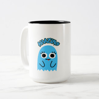 "ERSTAUNLICH" Süße blaue Geist-Keramiktasse Zweifarbige Tasse