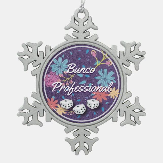 Erstaunlich und lustig Blumen Bunco Beruflich Schneeflocken Zinn-Ornament (Vorderseite)