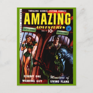 Erstaunliche Abenteuer #2 Retro-Sci-Fi-Comicbuch Postkarte
