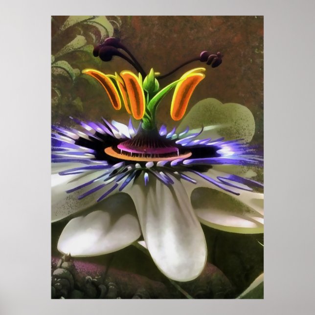 Erstaunliche Abstrakte Kunst einer Passion-Blume Poster (Vorne)