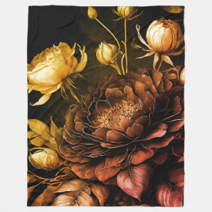 Erstaunliche Anordnung Rost Akzent Vintage Blumen Fleecedecke