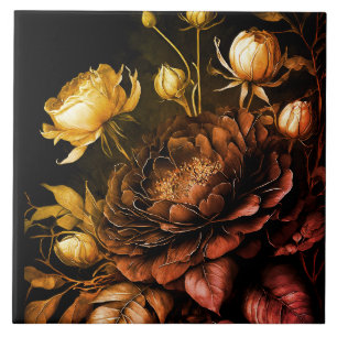 Erstaunliche Anordnung Rost Akzent Vintage Blumen Fliese