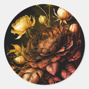 Erstaunliche Anordnung Rost Akzent Vintage Blumen Runder Aufkleber