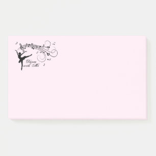 Erstaunliche Ballerina tanzt mit Musik Pink Post-it Klebezettel