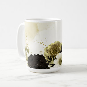 Erstaunliche braune elfenbeinfarbene goldene Blume Kaffeetasse