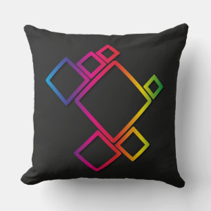 Erstaunliche farbenfrohe Quadrate auf Schwarz Nr.  Kissen